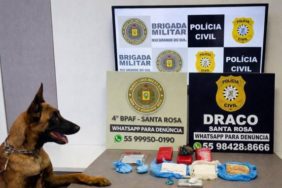 Operação entre Brigada Militar e Polícia Civil resultou na apreensão de cocaína, maconha, crack, celular e balança de precisão