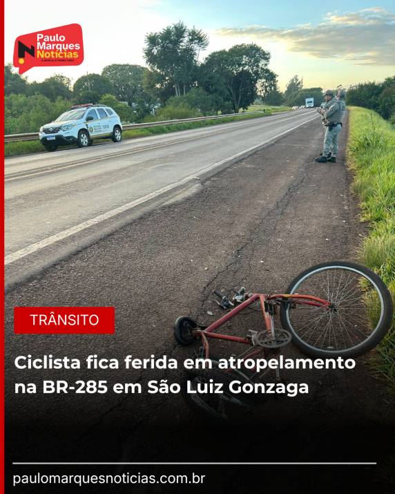 Mulher de 32 anos foi socorrida pelos Bombeiros após ser atingida por veículo que fugiu do local do acidente